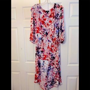 Tie Dyed Color splash coral orange blue purple white High-low Dress